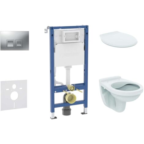 Geberit Duofix - Conjunto de módulo de instalación empotrada, inodoro Alpha y asiento, pulsador Delta35, cromo mate SANI11CD2145