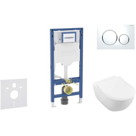 Geberit Duofix - Conjunto de módulo de instalación empotrada, inodoro Subway 2.0 y asiento softclose, pulsador de descarga Sigma20, blanco/cromo brillante SANI11CK3111