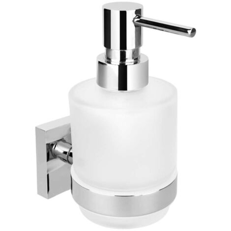 Sapho X-SQUARE - Dispensador de jabón Mini con soporte, vidrio opalino/cromo XQ101 (1/3)