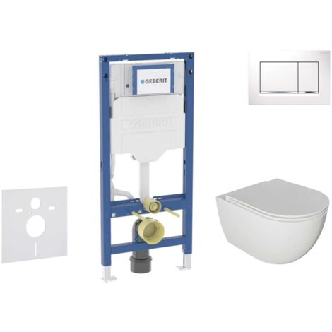 Geberit Duofix - Conjunto de módulo de instalación empotrada,Inodoro Oudee y asiento con cierre suave, botón Sigma30, blanco/cromo SANI11CA3115B