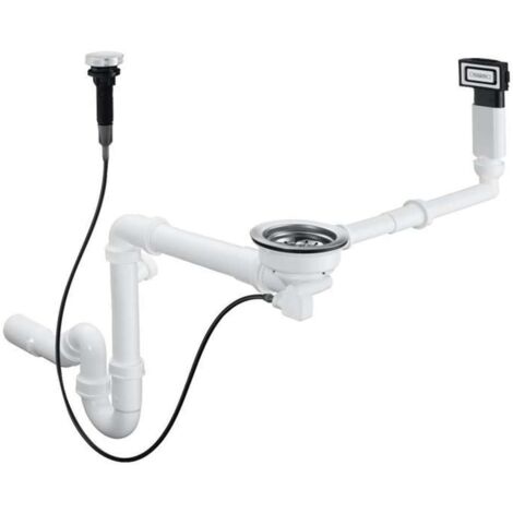 Hansgrohe Juegos de desagüe - Conjunto de desagüe automático con rebosadero para fregadero de un seno de granito, cromo 43937000