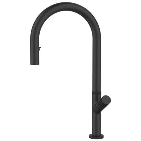 Alveus Swan - Grifo de fregadero con ducha extraíble, negro mate 1150908 (1/2)