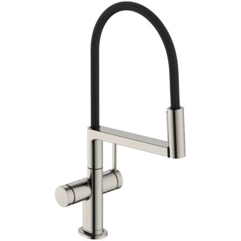 Hansgrohe Talis Select M54 PowderSpray - Grifo de fregadero con brazo flexible y ducha, EcoSmart, acabado de acero inoxidable 72861800