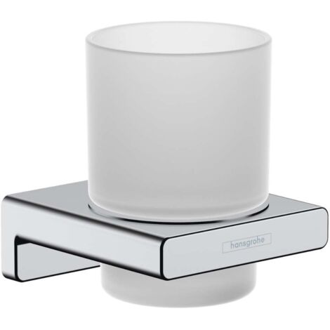 Hansgrohe AddStoris - Vaso para cepillos de dientes con soporte, cristal mate/cromo 41749000