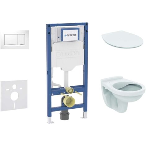 Geberit Duofix - Conjunto de módulo de instalación empotrada, inodoro Alpha y asiento softclose, pulsador Sigma30, blanco/cromo SANI11CD3104