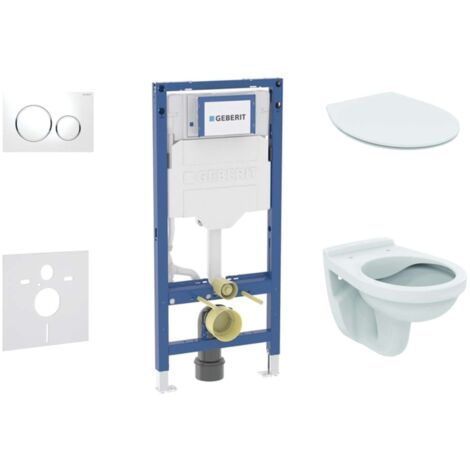 Geberit Duofix - Conjunto de módulo de instalación empotrada, inodoro Alpha y asiento softclose, pulsador de descarga Sigma20, blanco/cromo SANI11CD3103