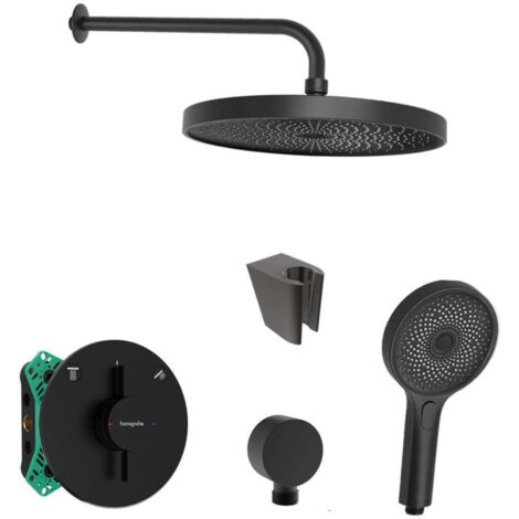 SANITINO - Conjunto de ducha con grifo empotrado hansgrohe, con cuerpo de montaje y accesorios kielle, negro mate SANI21HKK400