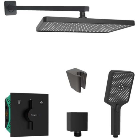 SANITINO - Conjunto de ducha con grifo empotrado, con cuerpo de montaje y accesorios kielle, negro mate SANI21HKK401
