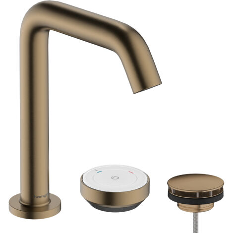 Hansgrohe Tecturis S - Grifo de lavabo con caño, instalación de 2 orificios, CoolStart, EcoSmart+, bronce cepillado 73353140 (1/5)
