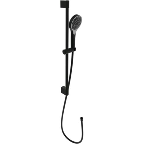 Villeroy & Boch Verve Showers - Conjunto de alcachofa de ducha, barra y manguera, 3 chorros, negro mate TVS109007UK0K5 (1/5)