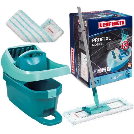 Kit de Limpieza Profi XL 55096 Leifheit - Conjunto de limpieza con fregona plana con funda y cubo XL con escurridor