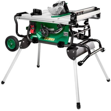 HiKOKI Tischkreissäge C10RJ (1500W, Sägeblatt Ø255mm, Softstart, Parallelanschlag, Tischverbreiterung, Elektrische Bremse, Überlastschutz, Sägeblatt, inkl. Untertisch mit Rädern)