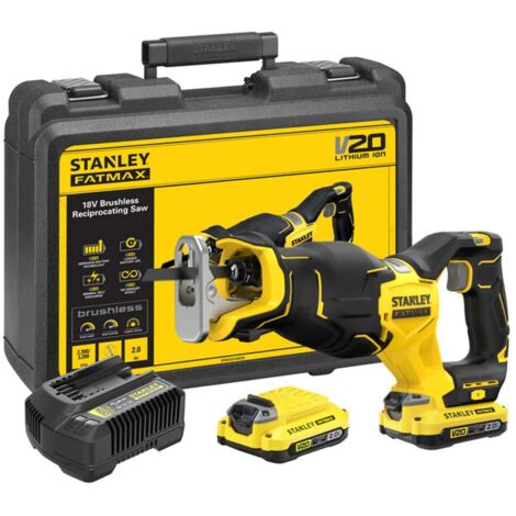Stanley Herramientas - Sierra de sable a batería, de 18 V, 2 baterías 2,0 Ah Li-Ion, cargador SFMCS310D2K-QW (1/3)