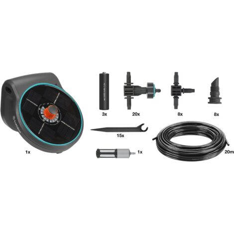 GARDENA Set de riego por goteo solar para macetas automático AquaBloom (13300-20)