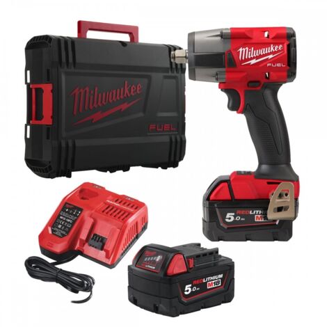 Milwaukee - Llave de impacto con batería de 18 V M18 FMTIW2F12-502X, 2 baterías de iones de litio de 5,0 Ah, cargador 4933478450