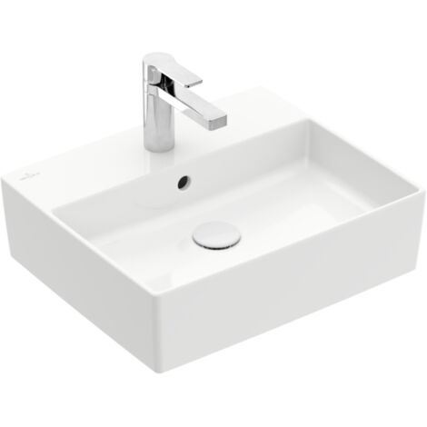 Villeroy & Boch Memento 2.0 - Lavabo sobre encimera 50x42 cm, con rebosadero, orificio para el grifo, CeramicPlus, blanco alpino 4A0750R1 (1/5)