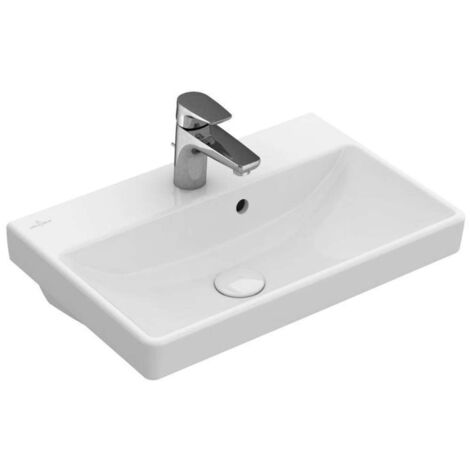 Villeroy & Boch Avento - Lavabo Compact, 55x37 cm, con rebosadero, 1 orificio para el grifo, CeramicPlus, blanco alpino 4A0055R1 (1/3)
