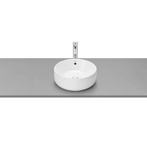 Roca The Gap - Lavabo sobre encimera, diámetro 39 cm, con rebosadero, sin orificio para grifo, blanco A3270MJ000 (1/2)