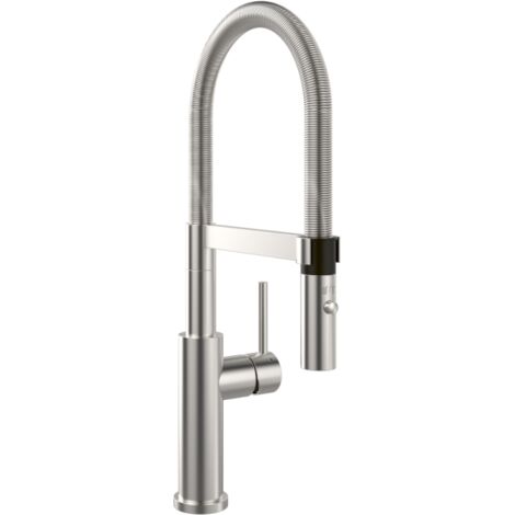 Villeroy & Boch Steel Expert 2.0 - Grifo de fregadero con brazo flexible y ducha, acero inoxidable 928000LC