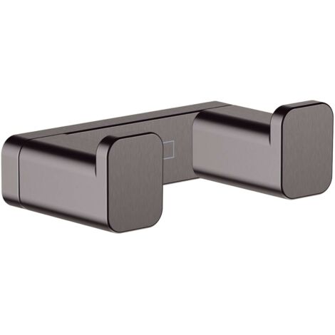 HANSGROHE Gancho doble negro cromo cepillado AddStoris