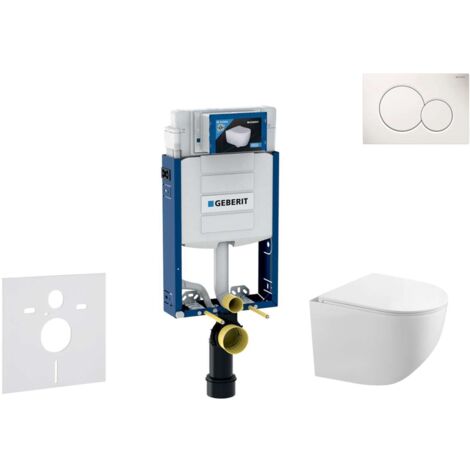 Geberit Kombifix - Conjunto de módulo de instalación empotrada, inodoro Gaia y asiento softclose, pulsador de descarga Sigma01, blanco alpino SANI15CA3113