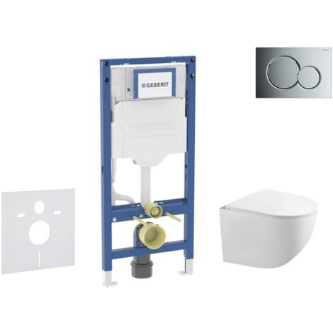 Geberit Duofix - Conjunto de módulo de instalación empotrada, inodoro Gaia y asiento softclose, pulsador de descarga Sigma01, cromo brillante SANI11CA1126B