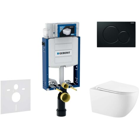 Geberit Kombifix - Conjunto de instalación empotrada, inodoro Gaia y asiento softclose, pulsador Sigma01, negro SANI15CA5117