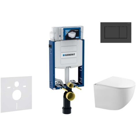 Geberit Kombifix - Conjunto de módulo de instalación empotrada, inodoro Gaia y asiento softclose, pulsador de descarga Sigma20, negro mate/negro SANI15CA5105 (1/5)
