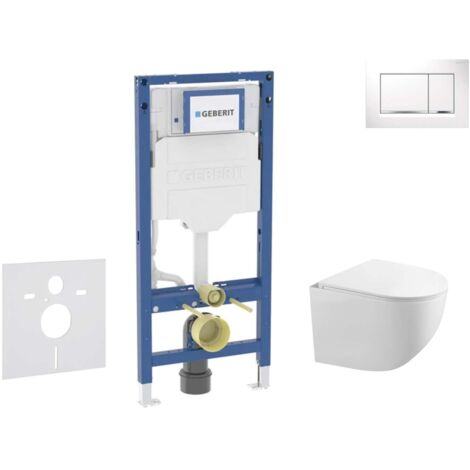 Geberit Duofix - Conjunto de módulo de instalación empotrada, inodoro Gaia y asiento softclose, pulsador de descarga Sigma20, blanco/cromo SANI11CA3119B
