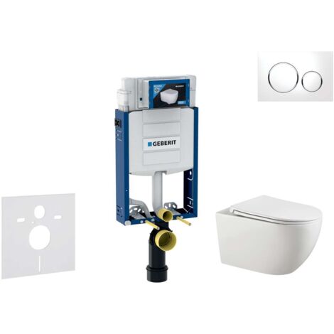 Geberit Kombifix - Conjunto de módulo de instalación empotrada, inodoro Gaia y asiento softclose, pulsador de descarga Sigma20, blanco/cromo SANI15CA3117