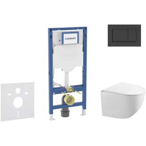Geberit Duofix - Conjunto de módulo de instalación empotrada, inodoro Gaia y asiento softclose, pulsador de descarga Sigma20, negro mate/negro SANI11CA5105B (1/5)