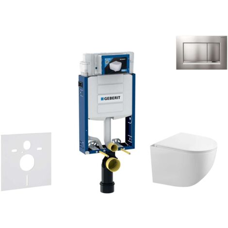 Geberit Kombifix - Conjunto de módulo de instalación empotrada, inodoro Gaia y asiento softclose, pulsador de descarga Sigma20, cromo mate/cromo SANI15CA1120