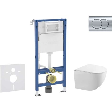 Geberit Duofix - Conjunto de módulo de instalación empotrada, inodoro Gaia y asiento softclose, pulsador de descarga Delta01, cromo brillante SANI11CA1130B