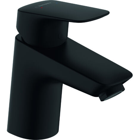 Hansgrohe Logis - Grifo de lavabo con desagüe Push-Open, EcoSmart, negro mate 71077670 (1/5)