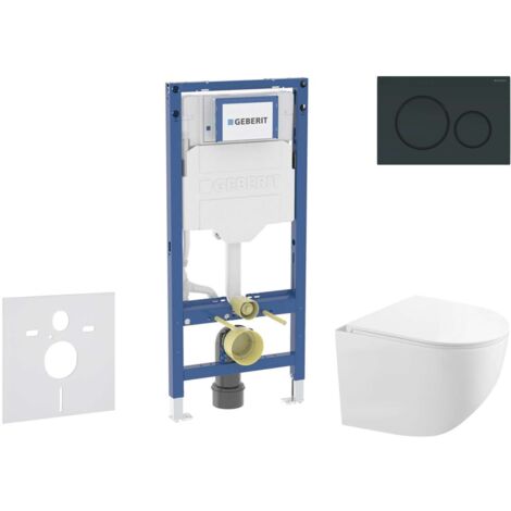 Geberit Duofix - Conjunto de instalación empotrada, inodoro compacto Gaia y asiento softclose, pulsador Sigma20, negro brillante/negro mate SANI11CA5121B (1/5)