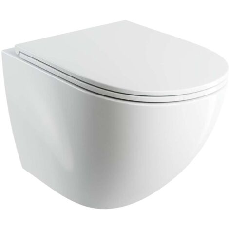 OMNIRES Ottawa Comfort - Inodoro suspendido con asiento SoftClose, Rimless, blanco OTTAWACMWBP