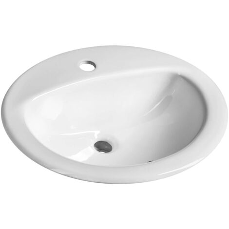 Aqualine Lavabos - Lavabo 52x45 cm, con rebosadero, agujero para grifo, blanco 55227 (1/4)