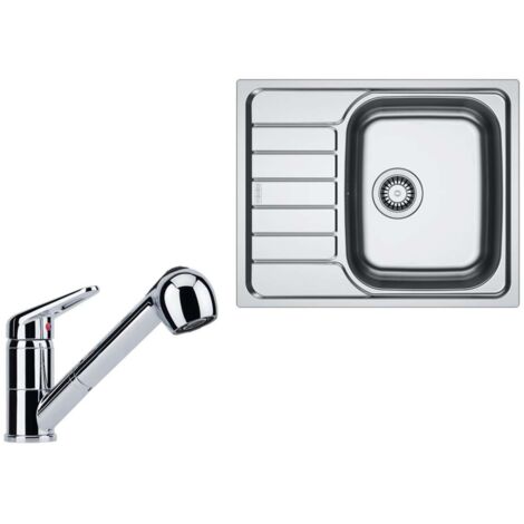 Franke Conjuntos de cocina - Juego de cocina N103, fregadero de acero inoxidable SKN 611-62 y grifería FC 9547.031, cromado 101.0731.383 (1/2)
