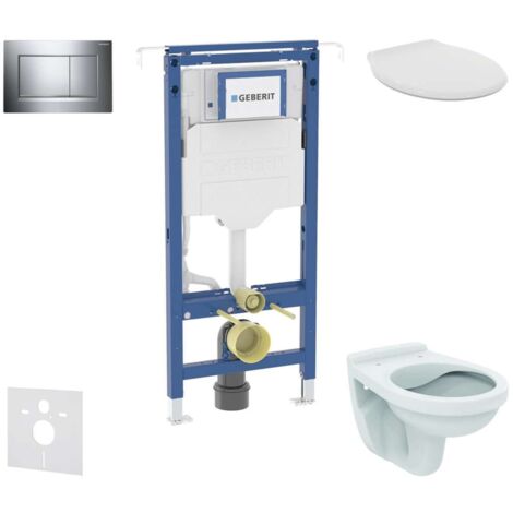 Geberit Duofix - Conjunto de instalación empotrada, inodoro Alpha con asiento, botón Sigma20, cromo SANI11CD1103