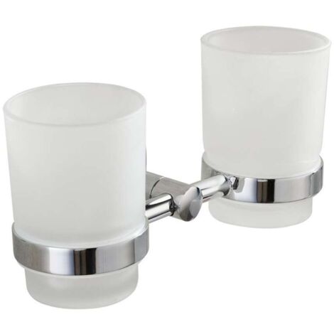 Aqualine Samba - Portavasos doble, cromo/vidrio opalino SB105 (1/2)