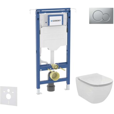Geberit Duofix - Conjunto de instalación empotrada, inodoro y asiento Ideal Standard Tesi, botón Sigma01, cromo mate SANI11CD2109