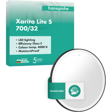 Hansgrohe Xarita Lite S - Espejo con luz LED, diámetro 70 cm, negro mate 54966670 (1/5)