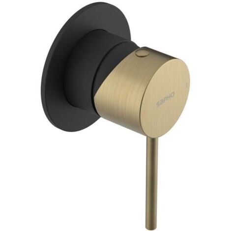Sapho Ultramix - Grifo de ducha empotrado, con cuerpo, negro mate/oro mate UT041BG (1/2)