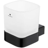 Nimco Kibo - Bote de cepillo y pasta de dientes con soporte, cristal esmerilado/negro mate Ki-14058C-90