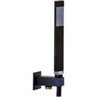 Paffoni Ringo West - Juego de cabezal de ducha QUADRO, soporte y manguera, negro mate ZDUP095NO