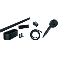 Hansgrohe Wall - Conjunto de cabezal de ducha 105, 3 chorros y accesorios de baño, negro mate 24291670