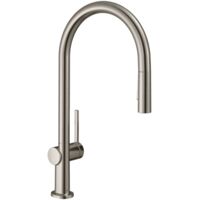 Hansgrohe M54 - Grifo de fregadero Talis con ducha extraíble, aspecto de acero inoxidable 72800800