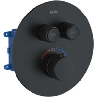 kielle Oudee - Grifo termostático empotrado con cuerpo de montaje para 2 dispositivos, negro mate 10602204