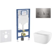 Geberit Duofix - Conjunto de instalación empotrada, inodoro Gaia y asiento softclose, pulsador Sigma20, acero inoxidable SANI11CA6102B