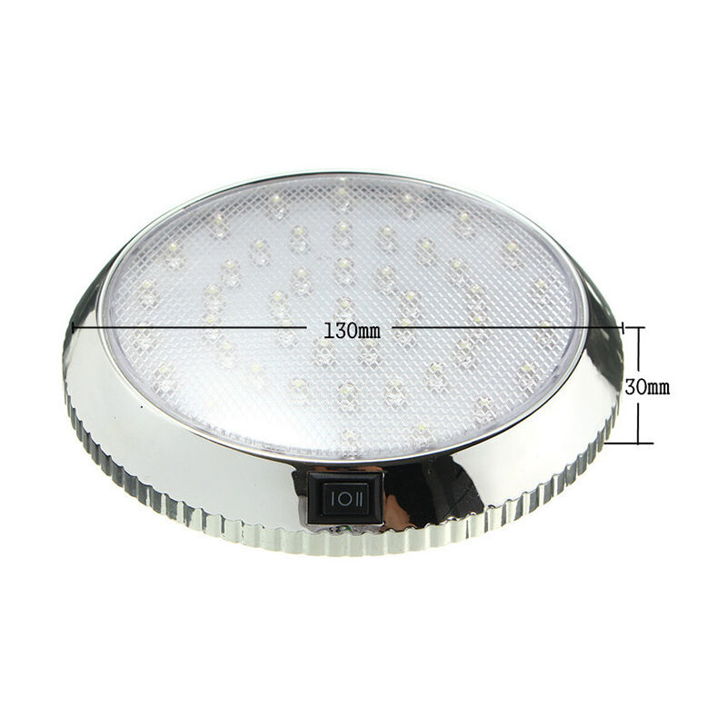 ISINCER 12V 46-LED Round Car Interior Dome Light - White - 5" X 5" X 0.8" - Roof Ceiling Lamp